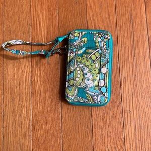 Vera Bradley blue and yellow paisley Wristlet
